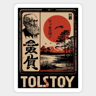 Tolstoy Wisdom Poster – Japanese Minimalist Literary Legend Print Sticker
